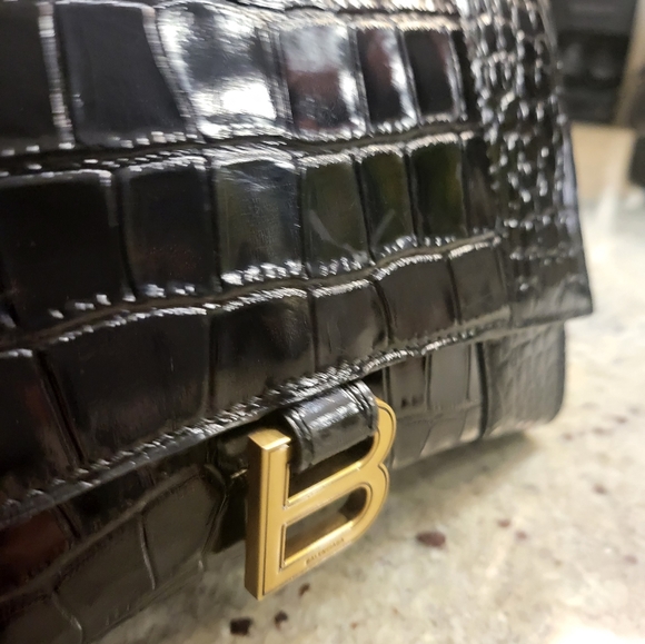 Balenciaga Hourglass Small Croc-Embossed Top-Handle Bag - Picture 8 of 10